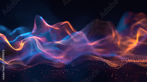 Abstract digital wave particle flow is AI Generative.