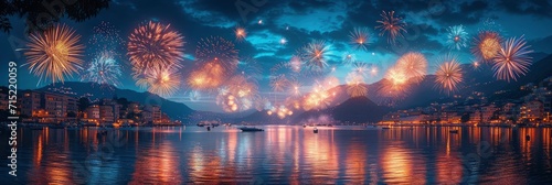 Beautiful Artistic Fireworks Festival Atami Izu, Background HD, Illustrations