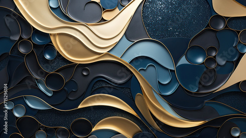 Mesmerizing metallic foiling abstract background, a mix of shapes and metallic tones, a visually rich and stylish composition Ai Generative