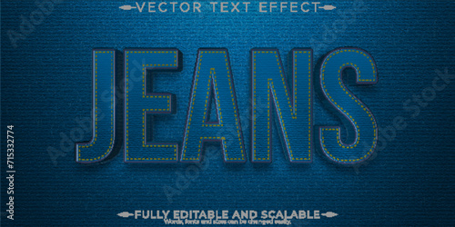 Jeans denim text effect, editable blue and fashion text style