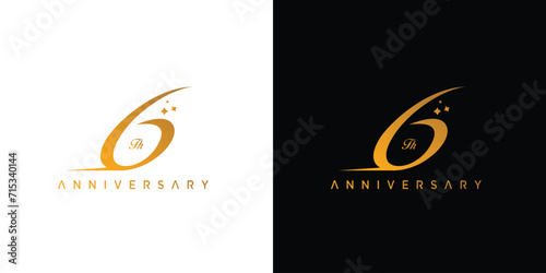 Modern and elegant number 6 logo design