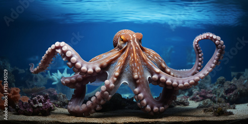 octopus in the sea,,Octopus swimming in the ocean. Generative AI