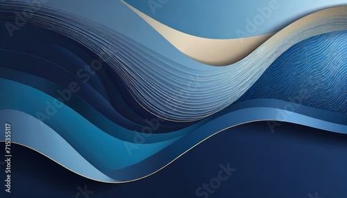 abstract wave background.an elegant and modern abstract banner design showcasing dark blue paper waves. Pay attention to the seamless integration of wavy vectors to produce a visually appealing and hi