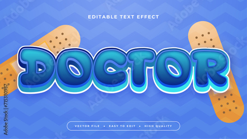 Beige brown and blue doctor 3d editable text effect - font style. Colorful text style effect