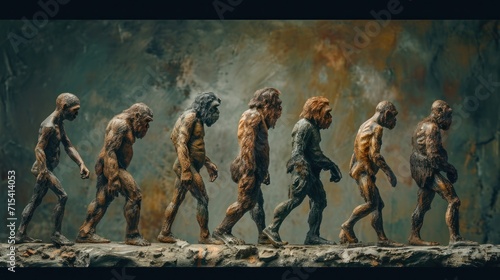 The Evolution of Hominids in Prehistory. Generative Ai.