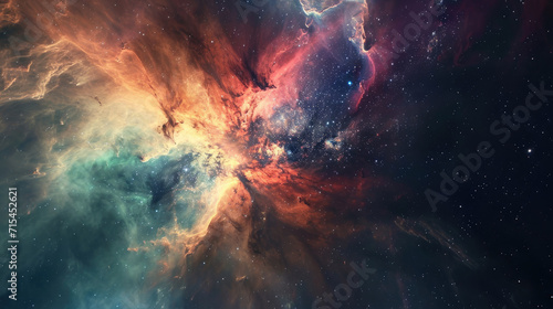 Abstract space nebula background swirling with dynamic colors and light