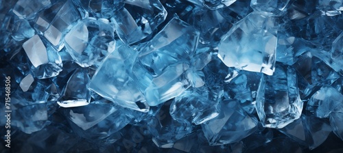 Clear blue ice texture with surface cracks abstract winter background
