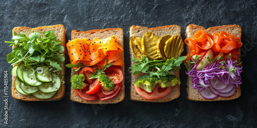 Set aus verschiedenen Sandwiches mit verschiedenen Gemüsesorten