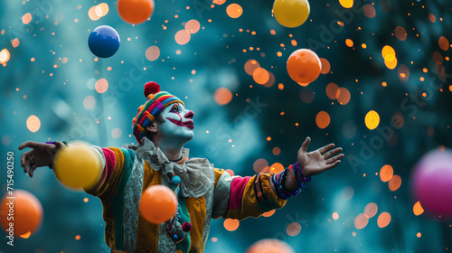 Artistic representation of jugglers skillfully performing with vibrant balls at a carnival, adding flair to the entertainment