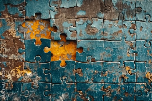 incomplete jigsaw puzzle with one piece missing