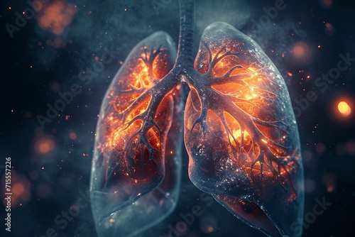smoker's lungs on a dark background medical concept 3d illustration