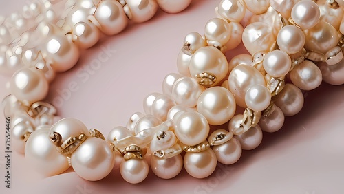 pearl necklace on a pink background
