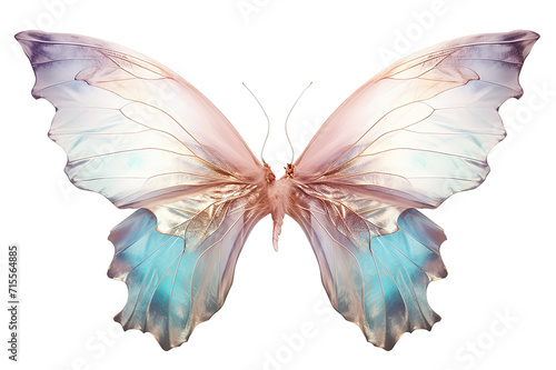 Pastel pride rainbow tone fluffy angel wings isolated on a Transparent background. Generative AI