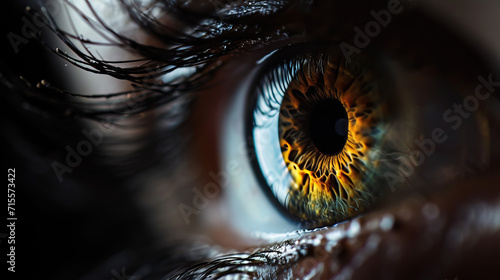 The human eye up close is a celestial ballet of emotion. Its intricate design tells stories through irises, a canvas of joy, sorrow, and dreams. Veins map life's journey, while pupils, like enigmatic 