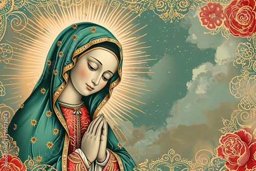 Holy Lady of guadalupe nuestra senora de guadalupe icon card illustration