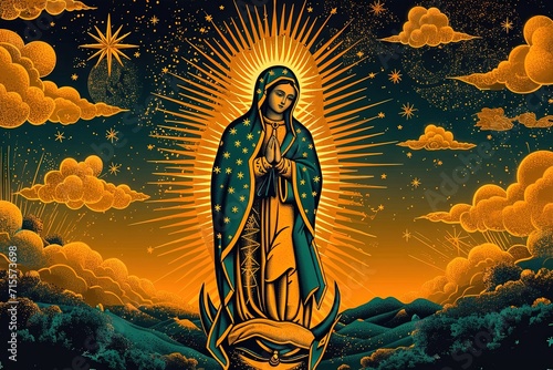 Holy Lady of guadalupe nuestra senora de guadalupe icon card illustration