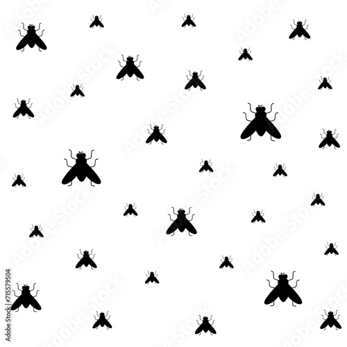 black fly silhouette, background. Vector Illustration for printing, backgrounds, covers and packaging. Image can be used for greeting cards, posters and stickers. Isolated on white background.