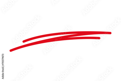 Line marker underline shape, underlining with a red line, crossing out red line - vector