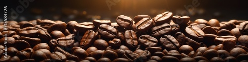 Roasted coffee beans background. Generative AI