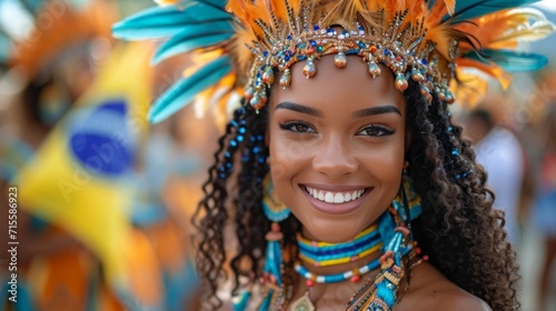 Samba brazilian woman at Sambodromo Carnival Parade.
