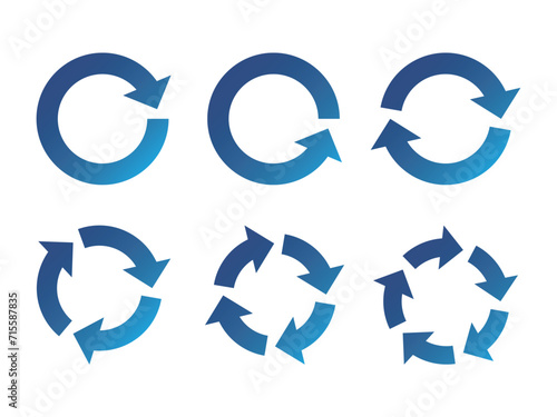 リサイクルの矢印セット サイクル アイコン 回転 ベクター 循環 青 circle arrow icon set.