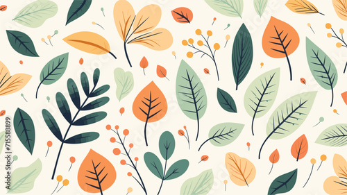 foliage and botanical elements forming a seamless pattern, capturing the natural and organic essence of botanical backgrounds. simple minimalist illustration creative