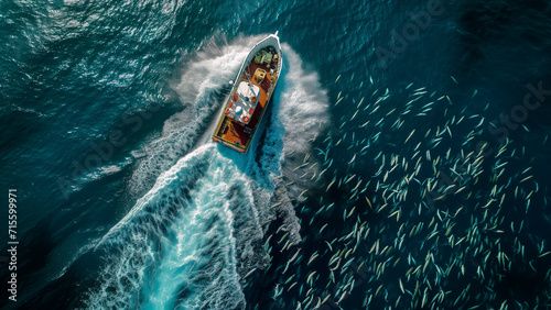 Aerial Advantage: Drone Captures Deep-Sea Fishing Boat in Pursuit of Fish