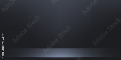 Black studio room background. Dark background. room in the 3d. Space for selling products on the website. Template mock up for display of product. Vector illustration.