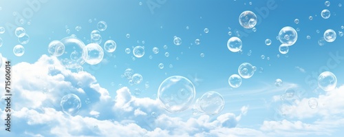 soap bubbles in blue sky banner