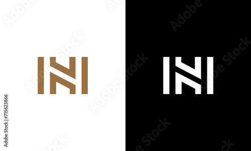 HN initials icon monoline logo design vector