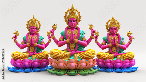 The Trimurti Brahma, Svayambhu, Virinchi, and Prajapati Intricately Capturing Their Divine Essence. Vivid Colorful 3D Model.