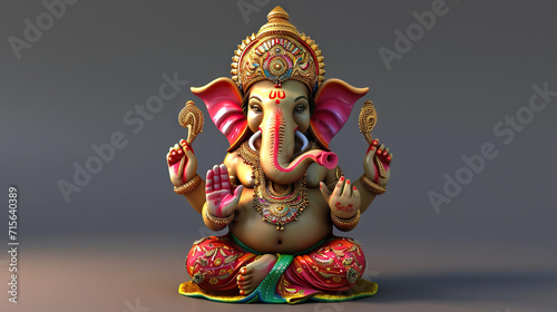 Statue of Ganesh, Ganapati Vinayaka, Pillaiyar, or in the Ganapatya tradition, Capturing the Divine Essence of the Revered Deity in Vivid Detail