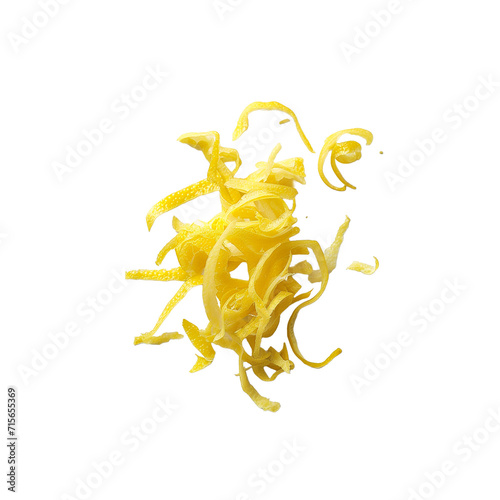 minimalistic Lemon zest isolated on a transparent background photorealism food photography 