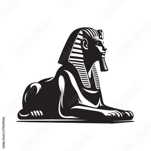 Time-Worn Whispers: Great Sphinx of Giza Silhouette Set Whispers the Stories of Millennia Past - Sphinx Illustration - Sphinx Vector - Egyptian Silhouette 