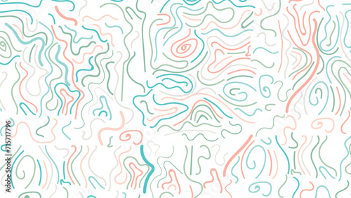 Fun line doodle seamless pattern. Creative abstract squiggle style drawing background for children or trendy design with basic shapes. Simple childish scribble wallpaper print.