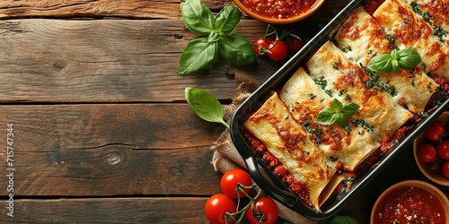 Italian pasta cannelloni , vegetarian option , Italian cuisine , balanced lunch , wallpaper , background.