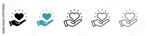 Empathy Vector icon Set. Courtesy Heart Hand Vector symbol for Ui Designs.