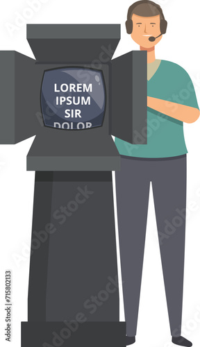 News production teleprompter icon cartoon vector. Media host. Video broadcast