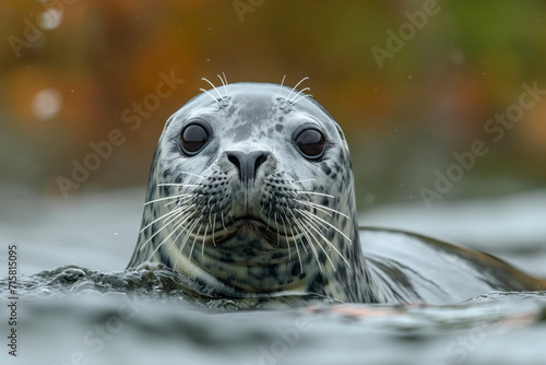 portrait of a seal looking out of the water