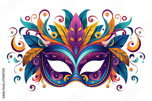 Ornate carnival mask or Venetian mask on transparent background.