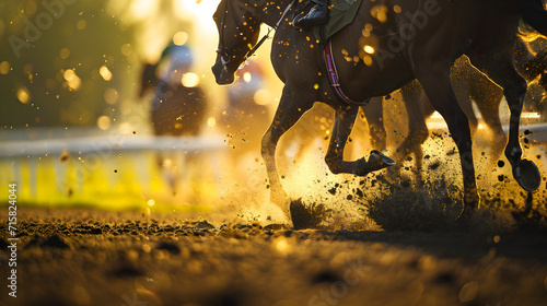 Close up portrait of a horse racing on a horse track