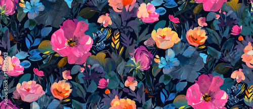 abstract floral impressionist painting with bold hues