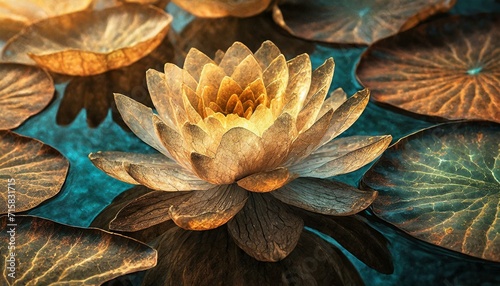 Tapeta, ilustracja z kwiatem lotosu na wodzie