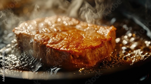 Fry cooking in oil steak meat wallpaper background