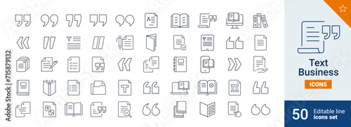 Texte icons Pixel perfect. Document, message, support, ....