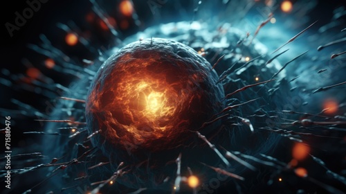 Explosion microscopic background, galaxy concept Generative AI