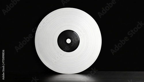 white blank vinyl record disc label sticker template mock up isolated on black