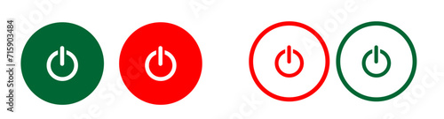 Power buttons. Flat, color, power button. Vector icons