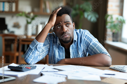 Black man worried about his bills