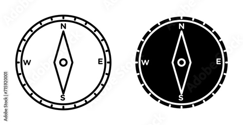 Compass Vector Illustration Set. Circle Map Orientation vector illustration in Suitable for Apps and Websites UI Designs Style.